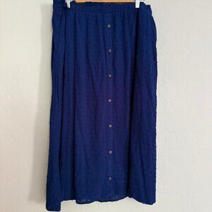 NWT Gibon Midi Skirt Oceanport Blue Women's 1X Plus Size